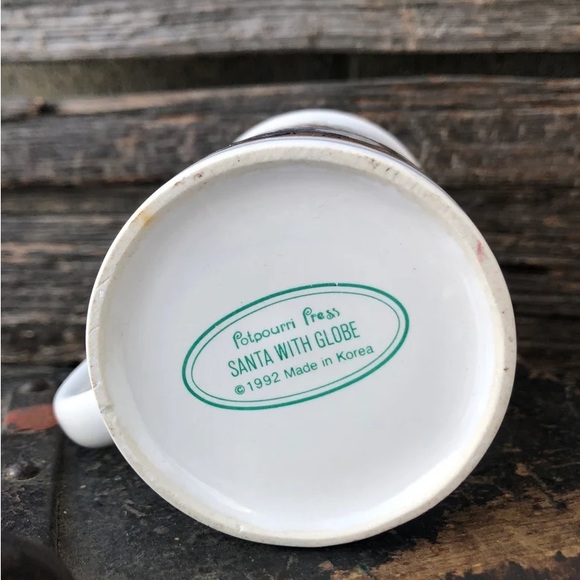 Santa coffee mug Handled ceramic cup 1990s by Potpourri Press “Santa with globe” - Picture 6 of 11